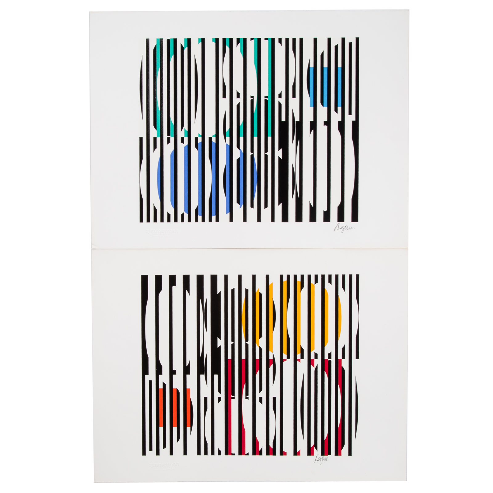 Appraisal: YAACOV AGAM BIRTH TWO TRIAL PRINTS Israeli b Serigraphs on