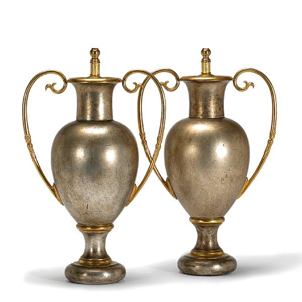 Appraisal: A pair of Neoclassical style gilt brass mounted silvered and