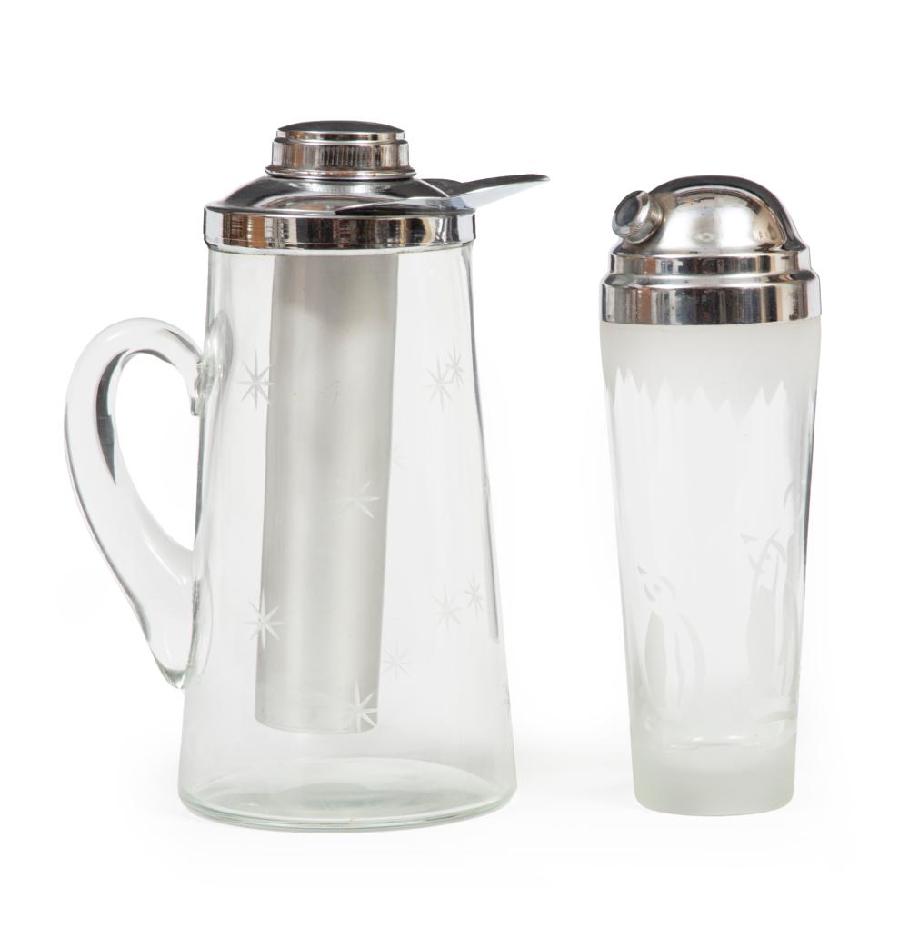 Appraisal: Mid-Century Modern Chrome and Glass Cocktail Shaker and Pitcher shaker