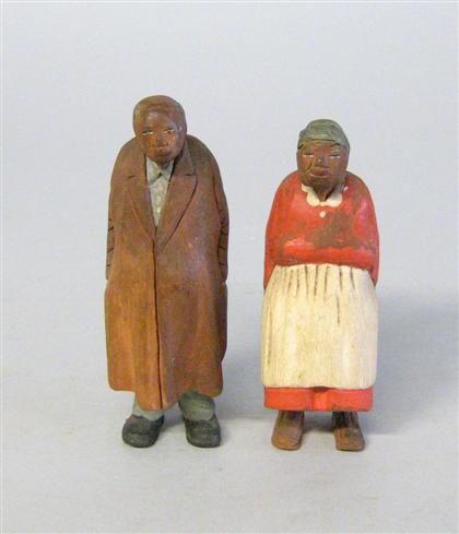 Appraisal: Pair American folk art black figures PROVENANCE Property of a