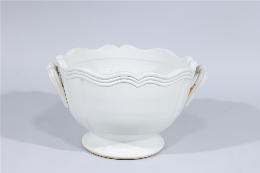 Appraisal: Chinese white glazed porcelain jardiniere with molded handles some wear