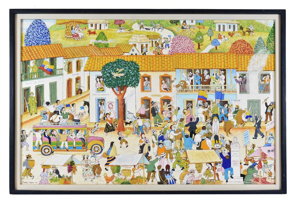 Appraisal: GUSTAVO OROZCO MEXICAN TH CENTURY Village Square with Towns People