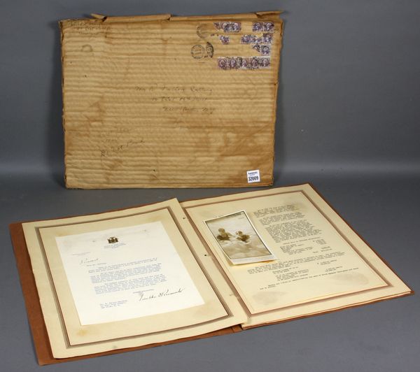 Appraisal: Franklin D Roosevelt autograph signed letter including the presentation of