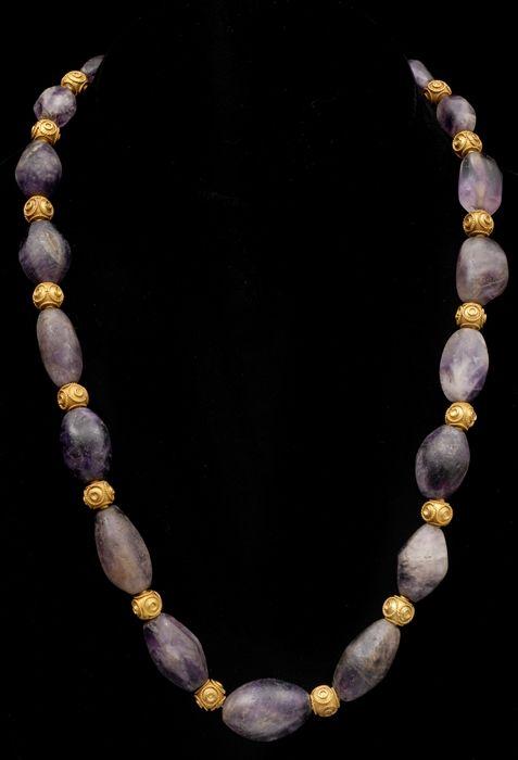 Appraisal: PERSIAN-STYLE STONE AND METAL-BEADED NECKLACE in Provenance Property from the