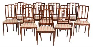 Appraisal: Set of Portuguese Neoclassical Inlaid Rosewood and Mahogany Dining Chairs