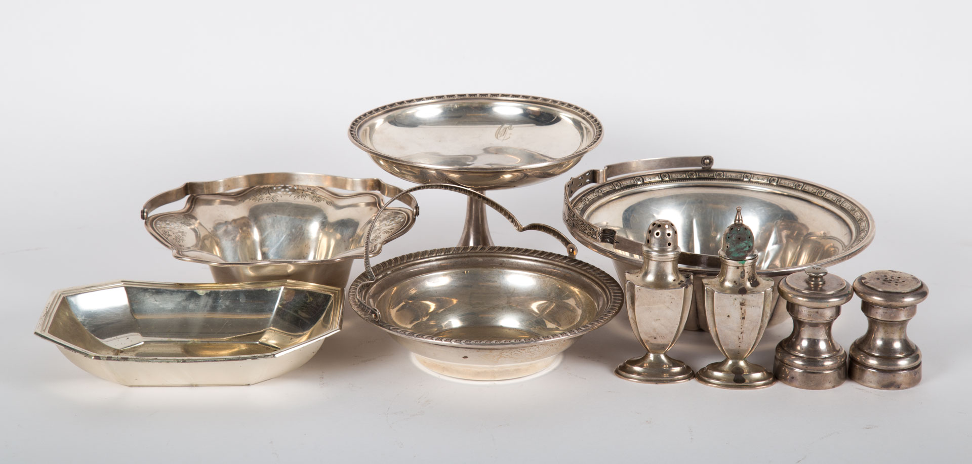 Appraisal: Group of American sterling silver table articles including three baskets