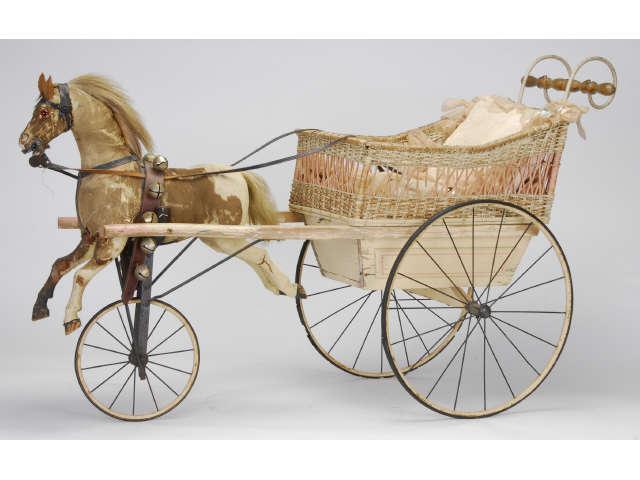 Appraisal: Rare Horse Drawn Baby Carriage Bauer Krause Germany ca elaborate