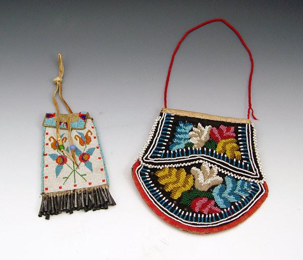 Appraisal: PIECE NATIVE AMERICAN BEADED PURSES To include Iroquois beaded handbag