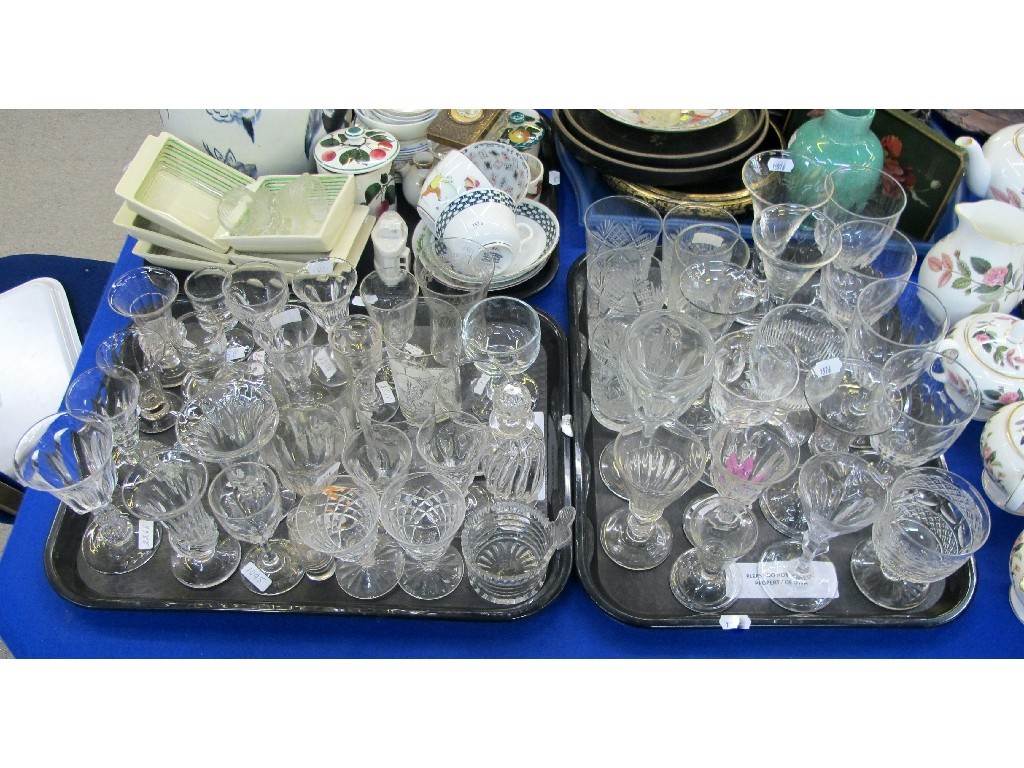 Appraisal: Two trays of Georgian and Victorian drinking glasses including tumblers