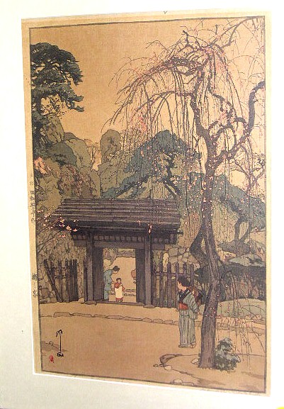 Appraisal: Hiroshi Yoshida Japanese - color woodblock print Plum Gateway with