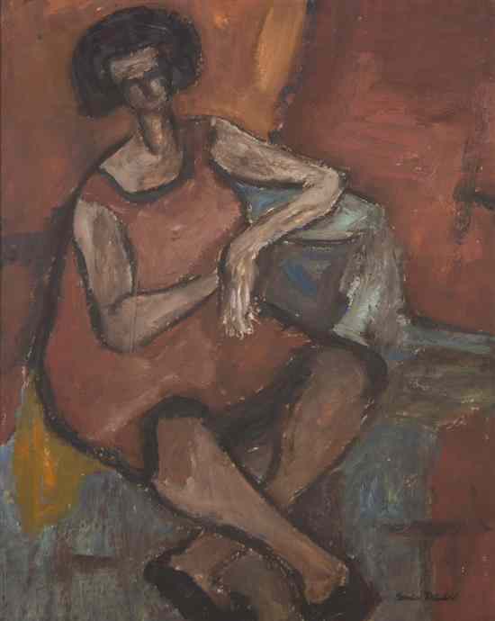 Appraisal: Bernice Rothschild th century Seated Woman oil on board signed