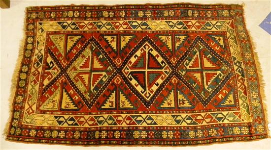 Appraisal: Antique Caucasian ' '' x ' red field with geometric