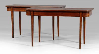 Appraisal: Pair Federal D-end dining tables each mahogany throughout with pine