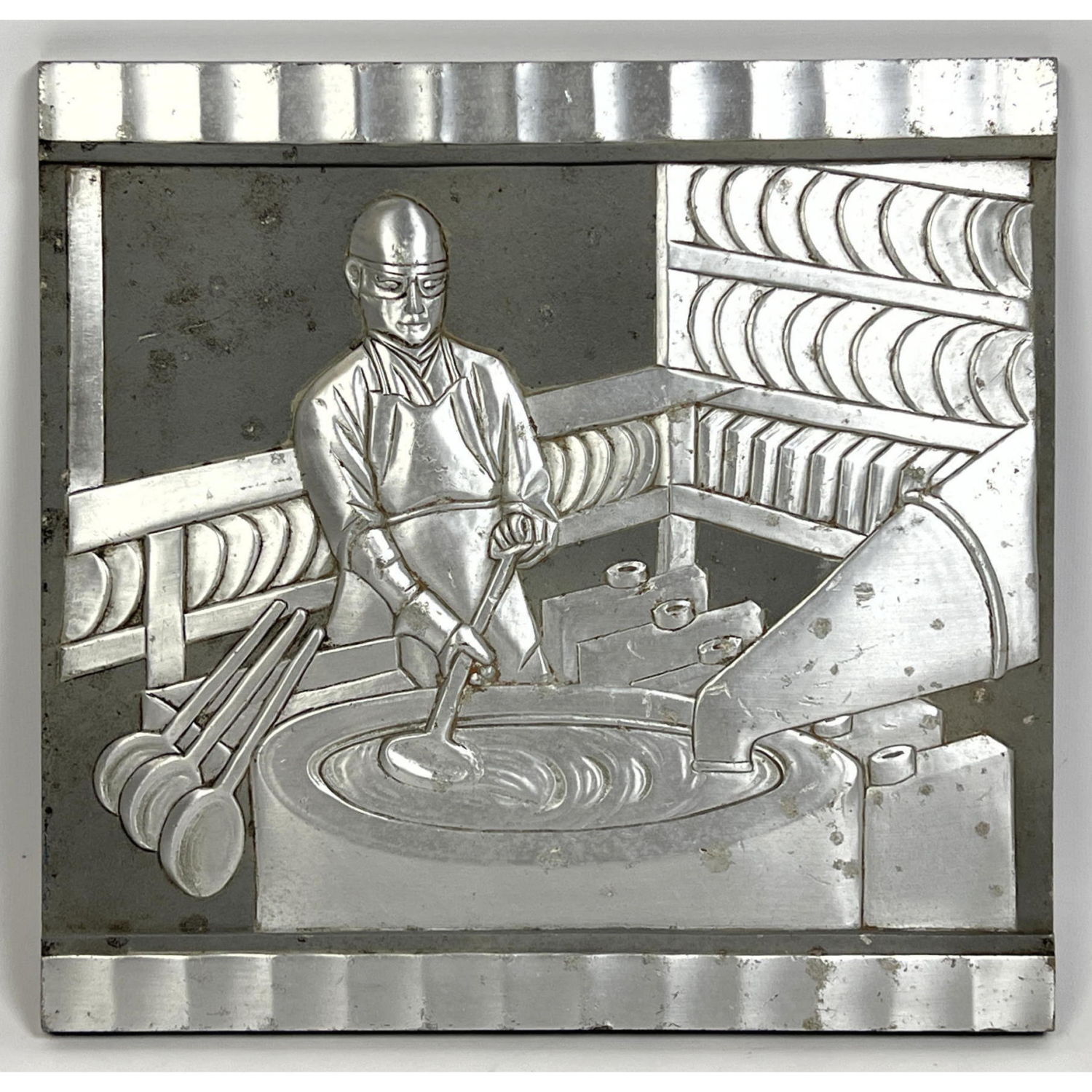 Appraisal: Molded Metal Relief Plaque of Occupational Worker Steel Dimensions Image