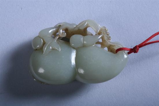 Appraisal: CHINESE CELADON DOUBLE-GOURD JADE PENDANT th century - in long