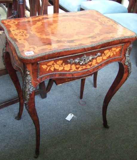 Appraisal: A th century French walnut and marquetry Poudreusem the hinged