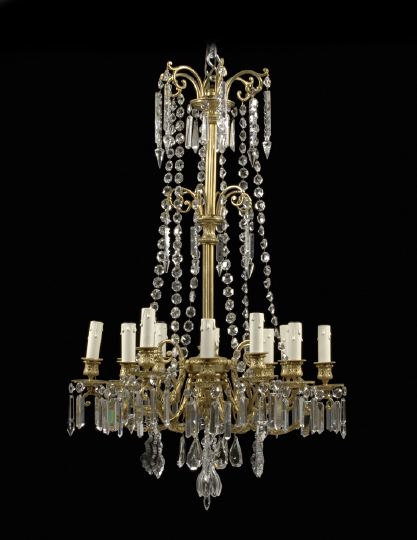 Appraisal: Napoleon III Gilt-Brass and Cut Glass Twelve-Light Chandelier third quarter