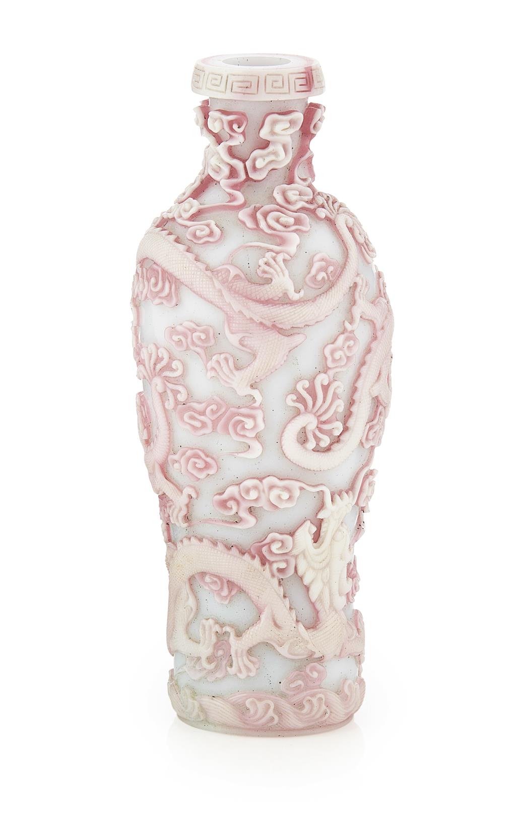 Appraisal: PINK OVERLAY PEKING GLASS VASE of bottle form the pink