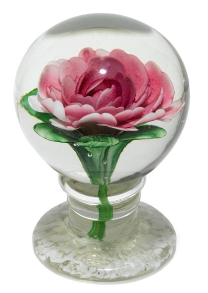 Appraisal: Millville style pedestal crimped rose paperweight th century