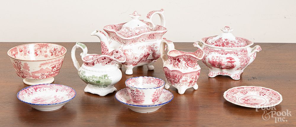 Appraisal: Group of red Staffordshire tea wares Group of red Staffordshire