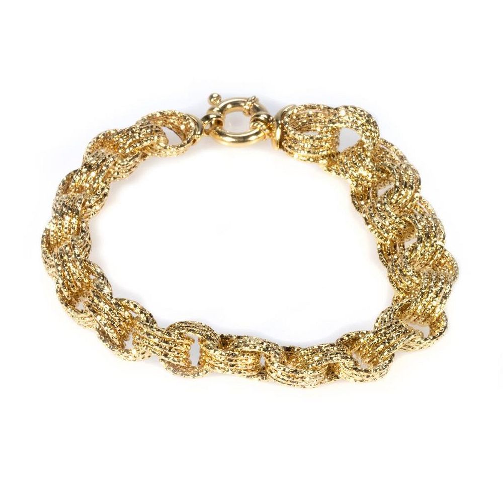 Appraisal: k gold hollow link bracelet Italy of charm bracelet link