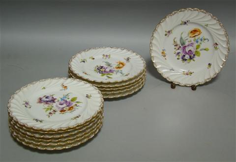 Appraisal: SET OF TWELVE BERLIN DESSERT PLATES With olive green seal