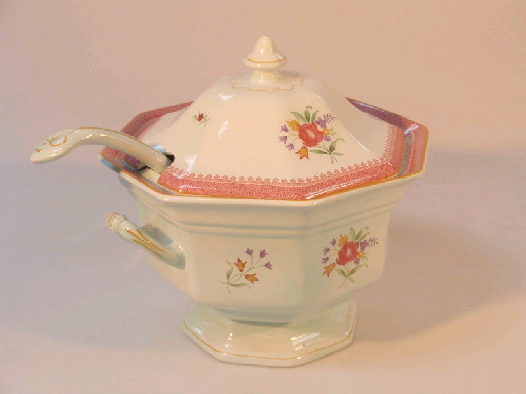 Appraisal: An Adams octagonal soup tureen painted with sprays of flowers