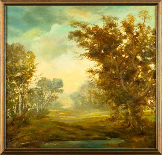 Appraisal: American School Late th Century Bucolic Landscape oil on canvas