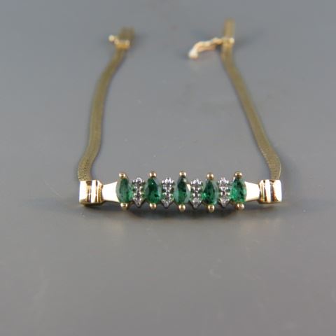 Appraisal: Emerald Diamond Bracelet five marquise gems divided by diamonds carat