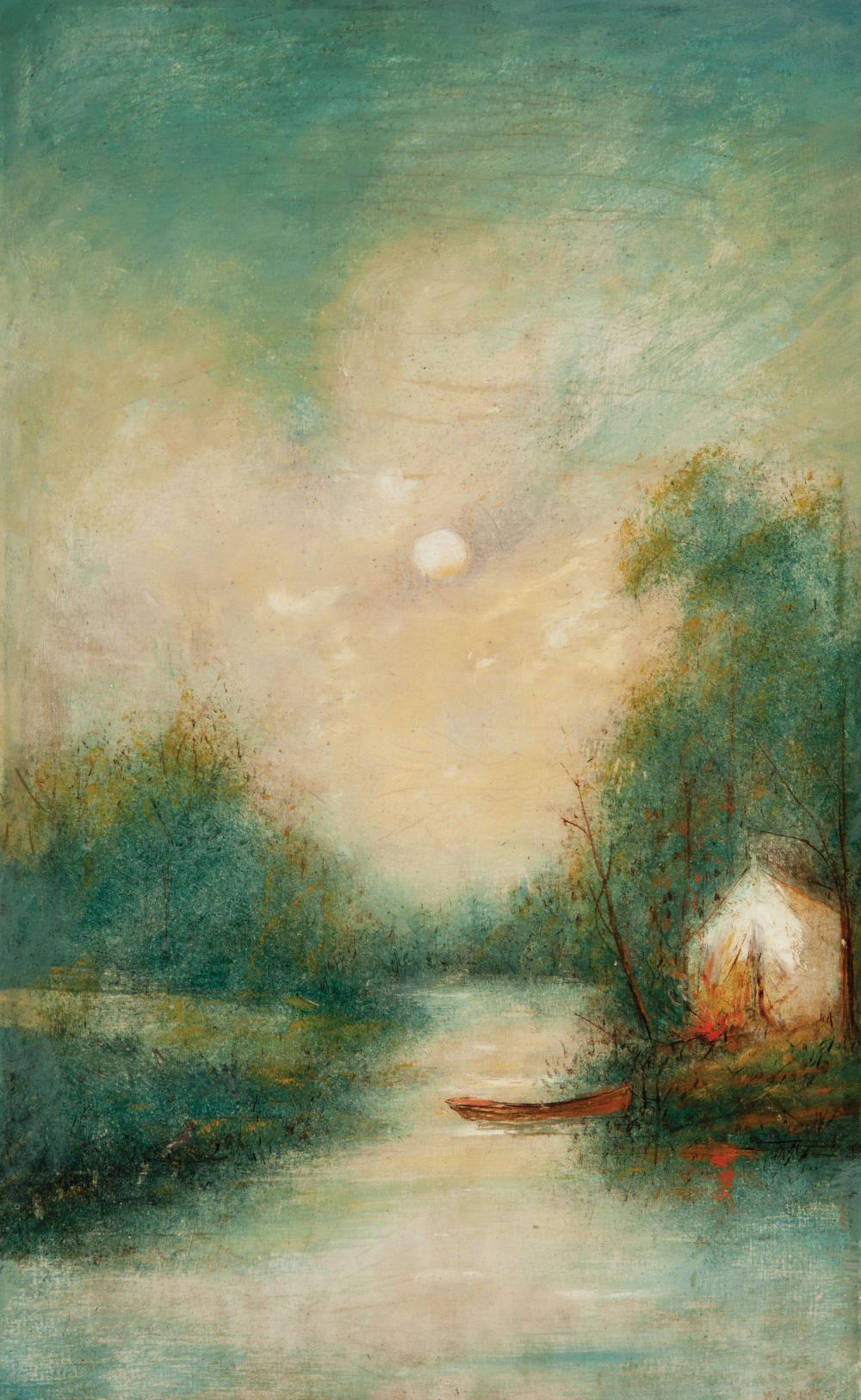 Appraisal: William Ousley American Louisiana - Moonlight Scene Houston River a