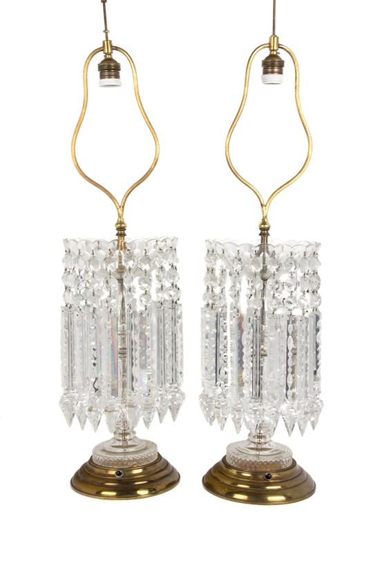 Appraisal: Sale Lot A Pair of Cut Glass Table Lamps th