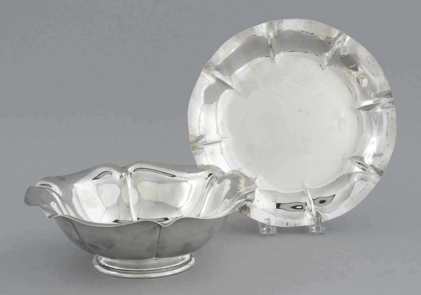 Appraisal: DOMINICK HAFF STERLING SILVER FOOTED BOWL AND PLATEIn the Salem''