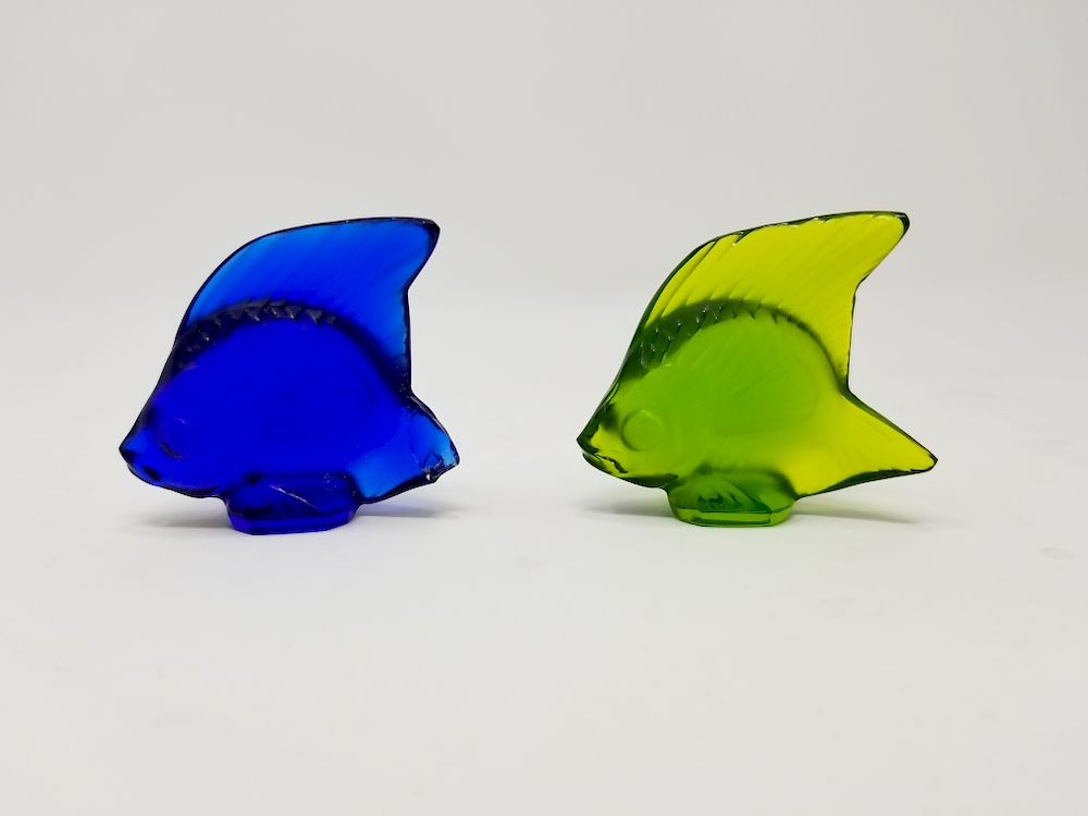 Appraisal: Pair of Lalique Crystal Colored Fish Signed 'Lalique France' on