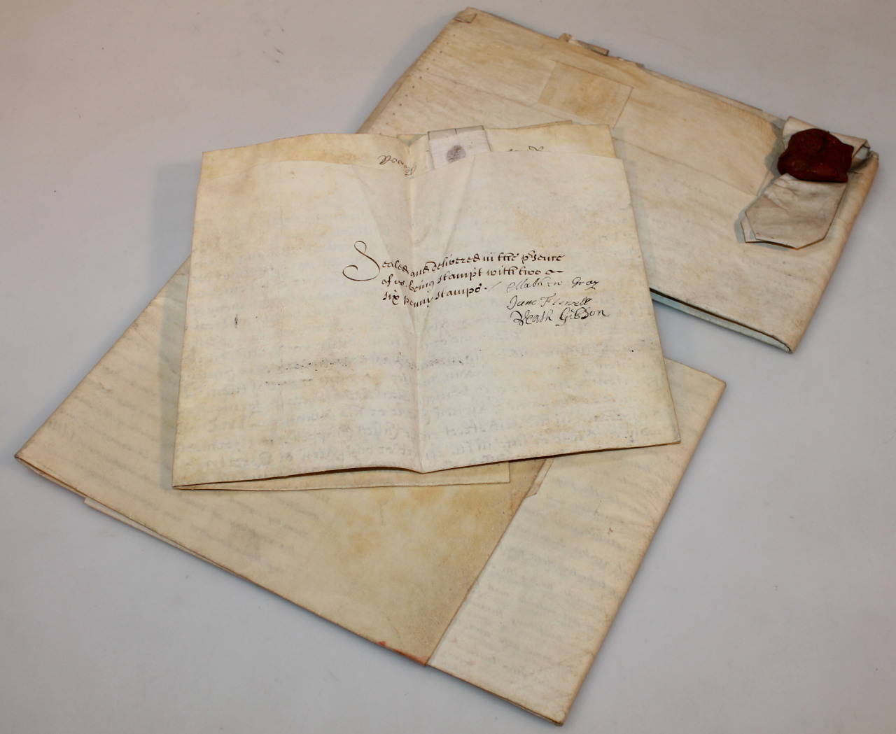 Appraisal: A thC paper indenture with wax seal cm wide and