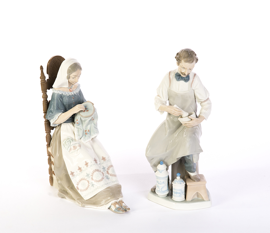 Appraisal: TWO LLADRO FIGURES Spain nd half- th century Elderly woman