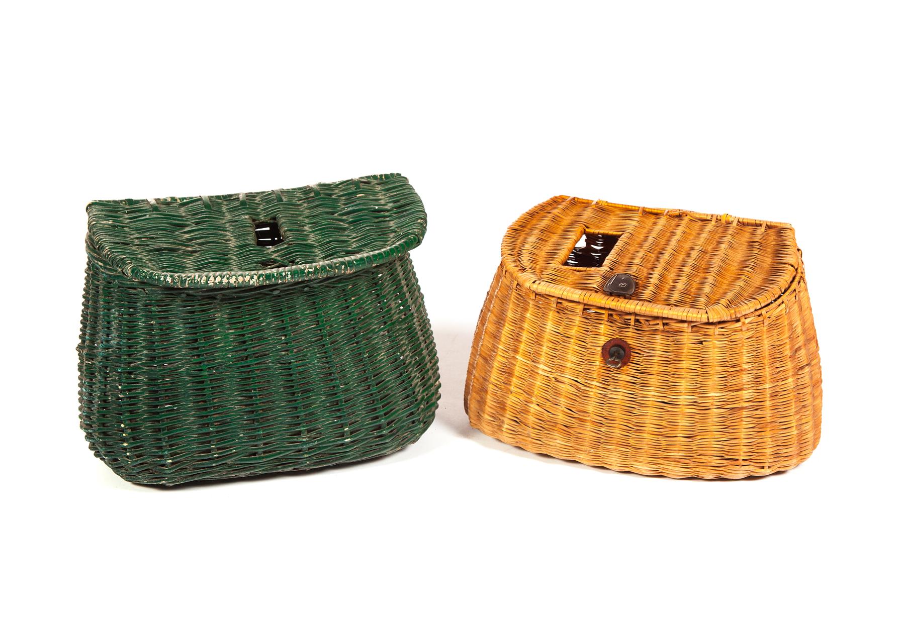 Appraisal: TWO AMERICAN FISHING CREELS Mid th century Woven splint with