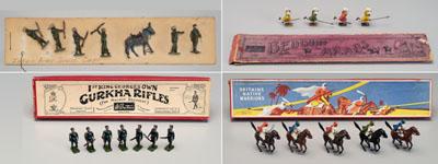 Appraisal: Four sets Britains toy soldiers set No running Arab soldiers