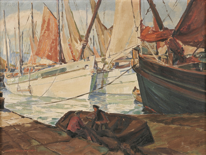 Appraisal: Gordon Dean Smith American - Fishing Boats at Harbor Signed