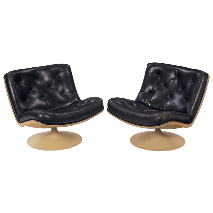 Appraisal: Geoffrey Harcourt lounge chairs pair by Artifort molded plastic shells