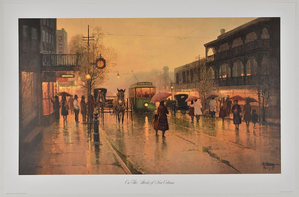 Appraisal: G Harvey On the Streets of New Orleans Lithograph Art