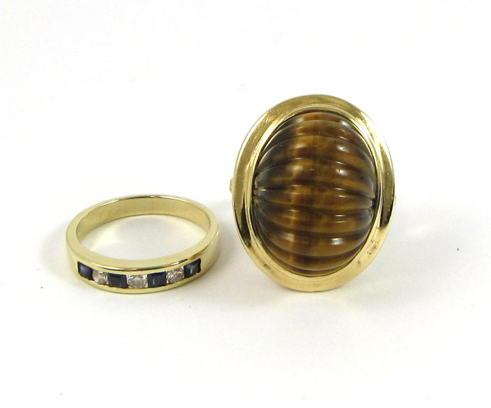 Appraisal: TWO FOURTEEN KARAT YELLOW GOLD RINGS k gold ring bezel