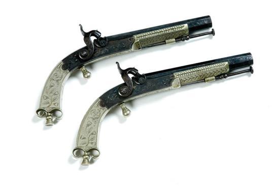 Appraisal: PAIR OF SCOTTISH ENGRAVED PERCUSSION PISTOLS England th century Signed