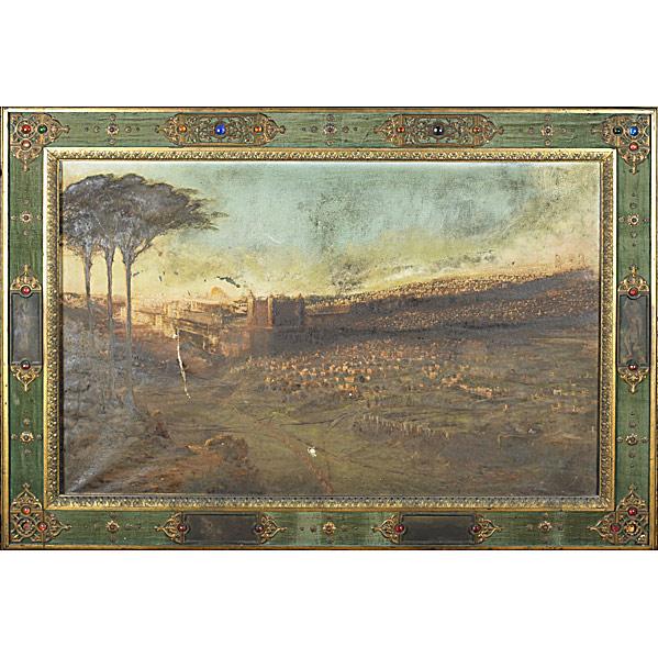 Appraisal: TH C AMERICAN PAINTINGOil on canvas of an Biblical landscape