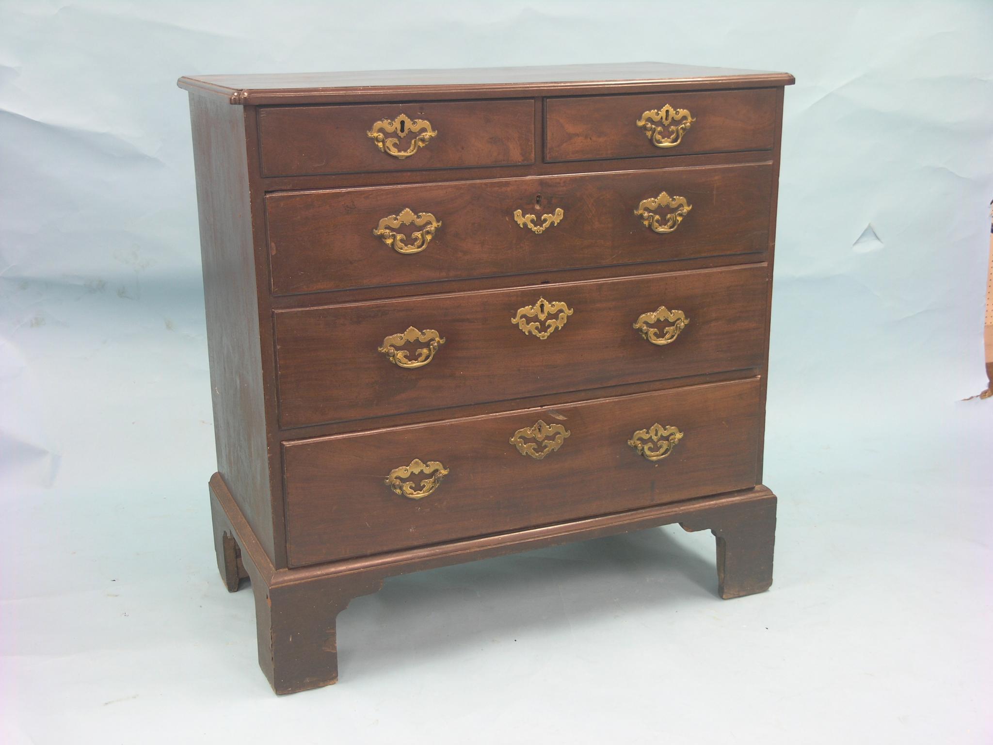 Appraisal: A George II mahogany chest rectangular-shape top with re-entrant corners