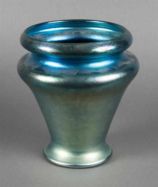 Appraisal: Tiffany blue favrile glass vase early th century inscribed underneath