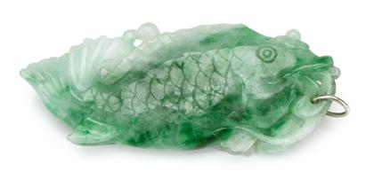 Appraisal: Chinese carved green jadeite pendant th century