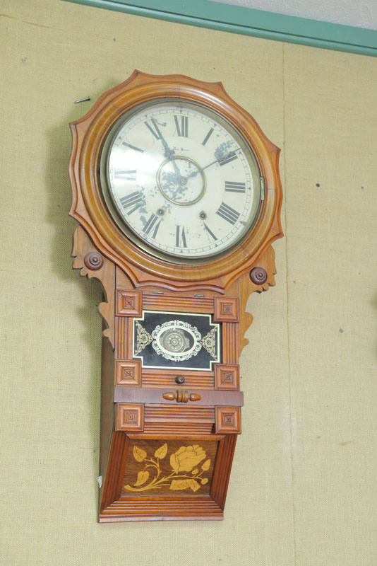 Appraisal: NEW HAVEN WALL CLOCK Eight day time strike with painted