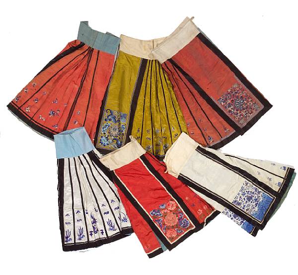 Appraisal: A group of seven lady's silk skirts Including four of