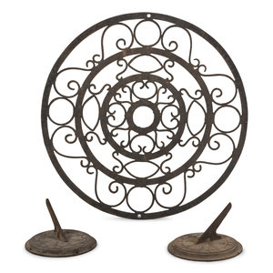 Appraisal: Two Cast Iron Sundials and an Architectural Element one dial