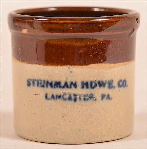 Appraisal: Steinman Hdwe Co Lancaster Miniature Crock Steinman Hdwe Co Lancaster